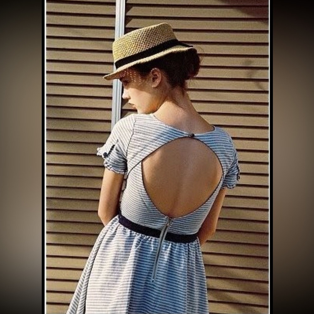 Lucca Couture Striped Open-Back Dress